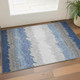 3' X 5' Navy Blue Gray And Silver Striped Washable Area Rug With UV Protection