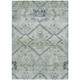 5' X 8' Artichoke Green Denim Blue And Silver Floral Washable Indoor Outdoor Area Rug