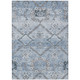 3' X 5' Sky Blue And Denim Blue Floral Washable Indoor Outdoor Area Rug