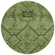8' Olive Green Fern Green And Artichoke Green Round Floral Washable Indoor Outdoor Area Rug