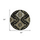 8' Black Ivory And Taupe Round Medallion Washable Indoor Outdoor Area Rug