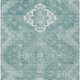 10' X 14' Aqua Teal Blue And Ivory Medallion Washable Indoor Outdoor Area Rug