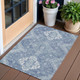 3' X 5' Navy Blue And Denim Blue Medallion Washable Indoor Outdoor Area Rug