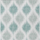 9' X 12' Aqua Teal Blue And Ivory Ikat Washable Indoor Outdoor Area Rug