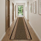 10' Beige And Black Medallion Runner Rug