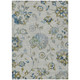 5' X 8' Taupe Navy Blue And Denim Blue Floral Washable Indoor Outdoor Area Rug