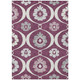 3' X 5' Eggplant Ivory And Gray Medallion Washable Indoor Outdoor Area Rug