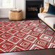10' X 14' Red And Ivory Geometric Washable Indoor Outdoor Area Rug