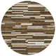 8' Brown And Ivory Round Striped Washable Indoor Outdoor Area Rug
