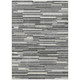 9' X 12' Gray And Ivory Striped Washable Indoor Outdoor Area Rug