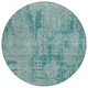 8' Teal Blue And Gray Round Geometric Washable Indoor Outdoor Area Rug
