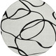 8' White And Black Round Abstract Washable Indoor Outdoor Area Rug