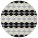 8' Black Ivory And Beige Round Geometric Washable Indoor Outdoor Area Rug