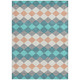 5' X 8' Teal Blue Gray And Copper Geometric Washable Indoor Outdoor Area Rug