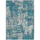 3' X 5' Teal Blue Gray And Ivory Abstract Washable Indoor Outdoor Area Rug
