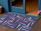 3' X 5' Purple Ivory And Teal Blue Geometric Washable Indoor Outdoor Area Rug