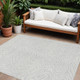 8' X 10' Silver And Gray Abstract Washable Indoor Outdoor Area Rug