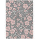 3' X 5' Gray Pink And Ivory Floral Washable Indoor Outdoor Area Rug
