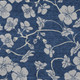 9' X 12' Navy Blue And Gray Floral Washable Indoor Outdoor Area Rug