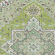 10' X 14' Green Ivory And Brown Oriental Washable Indoor Outdoor Area Rug