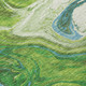 8' Green Blue And Ivory Round Abstract Washable Indoor Outdoor Area Rug
