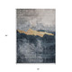 3' X 5' Blue Gray And Gold Abstract Washable Indoor Outdoor Area Rug