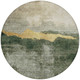 8' Fern Green Gold And Gray Round Abstract Washable Indoor Outdoor Area Rug