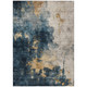 10' X 14' Blue Gray And Gold Abstract Washable Indoor Outdoor Area Rug
