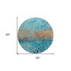 8' Blue Terra Cotta And Black Round Abstract Washable Indoor Outdoor Area Rug