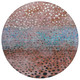 8' Terra Cotta Blue And Black Round Abstract Washable Indoor Outdoor Area Rug
