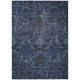 3' X 5' Navy Blue And Charcoal Damask Washable Indoor Outdoor Area Rug