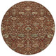 8' Brown Tan And Red Round Floral Washable Indoor Outdoor Area Rug