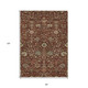 8' X 10' Brown Tan And Red Floral Washable Indoor Outdoor Area Rug