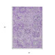 3' X 5' Lavender And Gray Damask Washable Indoor Outdoor Area Rug