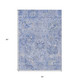 5' X 8' Sky Blue Ivory And Gray Damask Washable Indoor Outdoor Area Rug