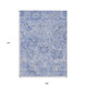 9' X 12' Sky Blue Ivory And Gray Damask Washable Indoor Outdoor Area Rug