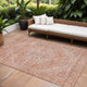 9' X 12' Coral And Pink Oriental Washable Indoor Outdoor Area Rug