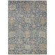 9' X 12' Denim Blue Brown And Beige Damask Washable Indoor Outdoor Area Rug