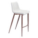 Set of Two 30" White And Brown Steel Low Back Bar Height Bar Chairs