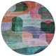 8' Green Purple And Blue Round Abstract Washable Indoor Outdoor Area Rug