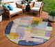 8' Plum Purple And Copper Round Abstract Washable Indoor Outdoor Area Rug