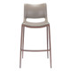 Set of Two 29" Gray and Brown Faux Leather and Steel Low Back Bar Height Bar Chairs