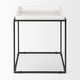 20" White and Black Marble and Metal Square Frame End Table