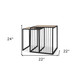 Set of Two Natural and Black Solid Wood and Metal Square Sled Nested Tables