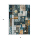 5' X 8' Teal Blue Gray And Gold Geometric Washable Indoor Outdoor Area Rug
