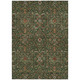 9' X 12' Emerald Brown And Red Floral Washable Indoor Outdoor Area Rug