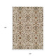10' X 14' Ivory Brown And Red Floral Washable Indoor Outdoor Area Rug