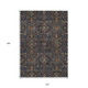 10' X 14' Navy Blue Brown And Red Floral Washable Indoor Outdoor Area Rug