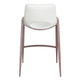 Set of Two 26" White And Brown Steel Low Back Counter Height Bar Chairs