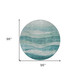 8' Teal Blue And Aqua Round Abstract Washable Indoor Outdoor Area Rug